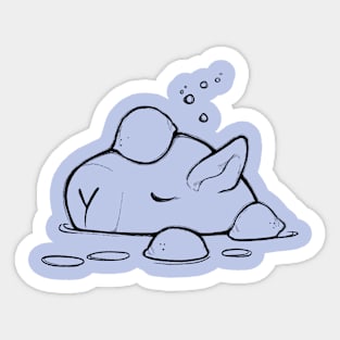 Capybara and Orange [Black Lines] Sticker